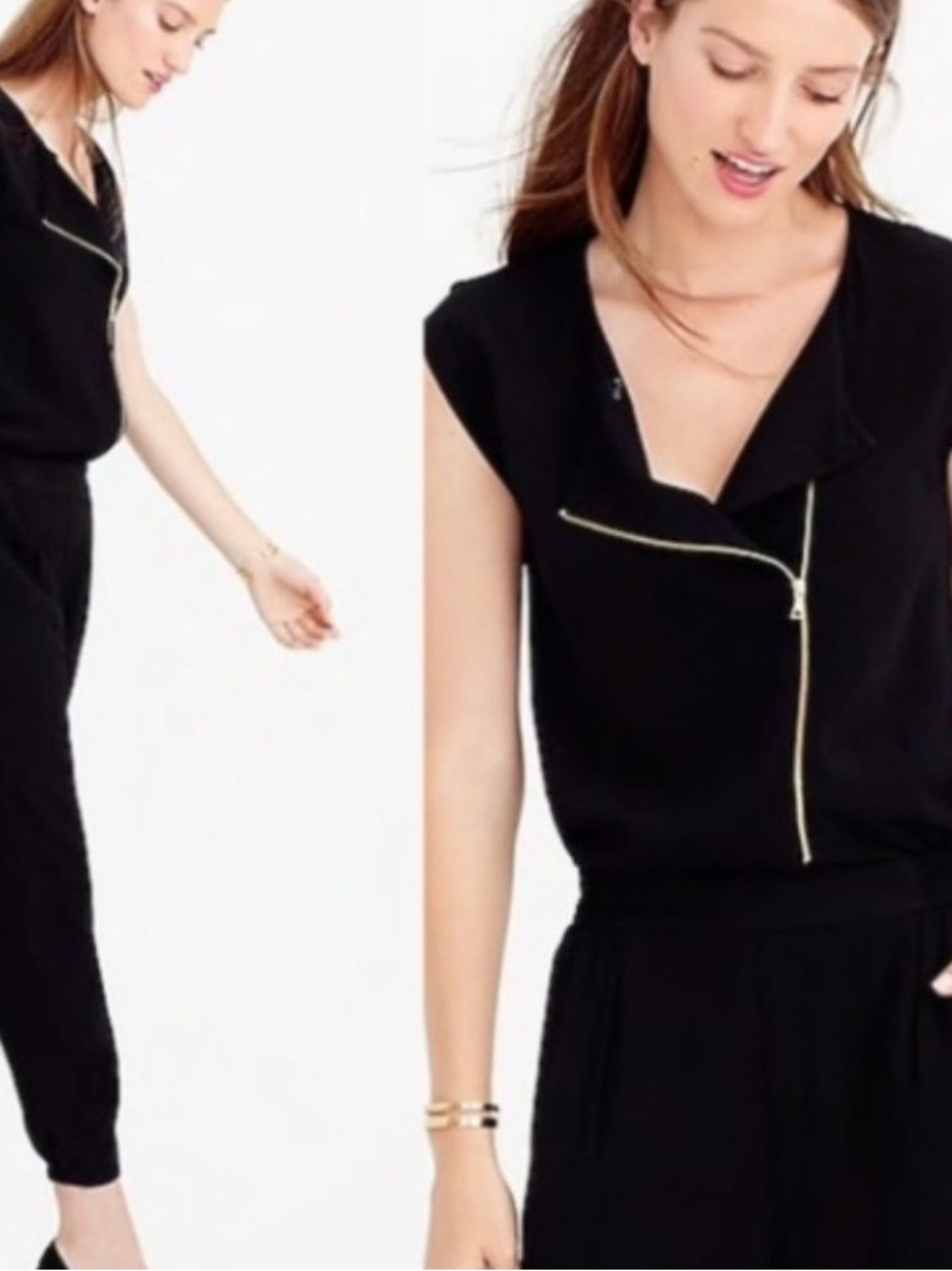 #693 J. Crew Black Sleeveless Zip-Front Jumpsuit. Great Condition.